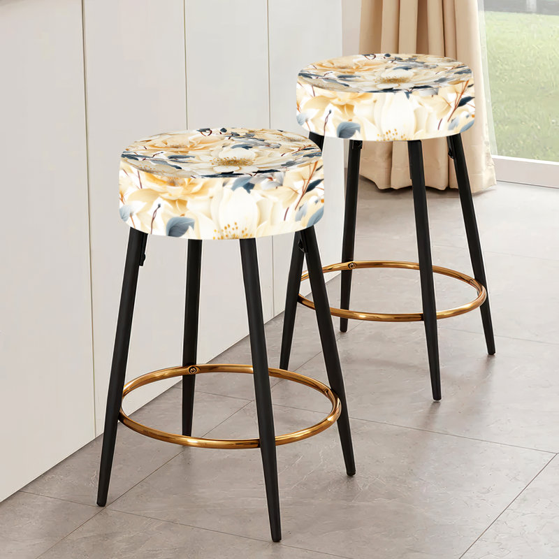 Mosaic Inspired Floral Serenity II Floral Bar Stools Set Of 2